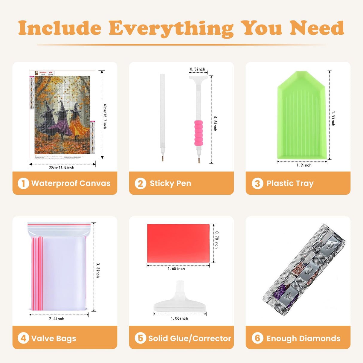 SENQAO Witch Diamond Art Kits for Adults, Fall Forest Witch DIY 5D Diamond Painting Kits Full Drill Diamond Dots Paintings with Diamonds Gem Art and Crafts Home Decor 12x16inch SENQAO