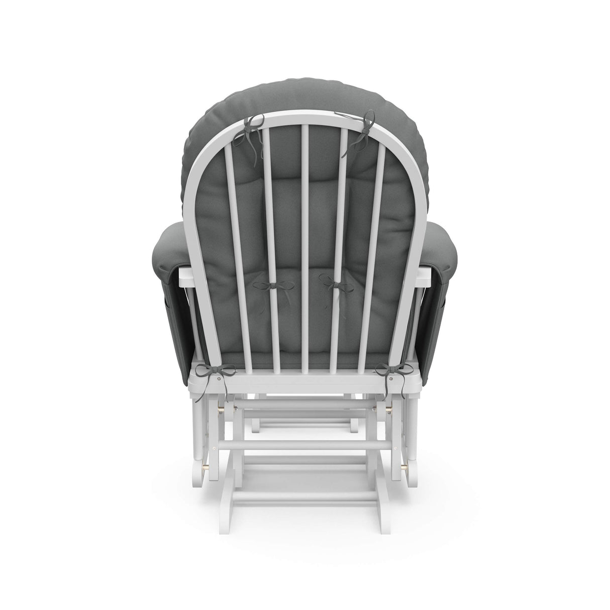 Storkcraft Premium Hoop Glider and Ottoman (White Base, Gray Cushion) – Padded Cushions with Storage Pocket, Smooth Rocking Motion, Easy to Assemble, Solid Hardwood Base Storkcraft