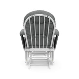 Storkcraft Premium Hoop Glider and Ottoman (White Base, Gray Cushion) – Padded Cushions with Storage Pocket, Smooth Rocking Motion, Easy to Assemble, Solid Hardwood Base Storkcraft