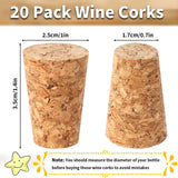 20 Pack Soft Wood Tapered Corks, Leakproof Plugs for Wine, Beer & Liquor Bottles, DIY Crafts 0.940.671.38 In Svalor