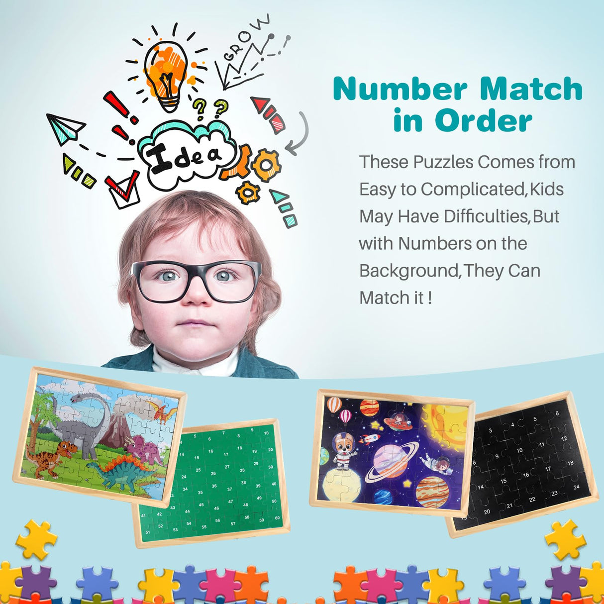 OIDIRE Wooden Puzzles for Kids Ages 4-8, 6 Pack Puzzles Wooden Jigsaw Puzzles 60 Pieces for Children Learning Educational Puzzles Toys for Boys and Girls OIDIRE