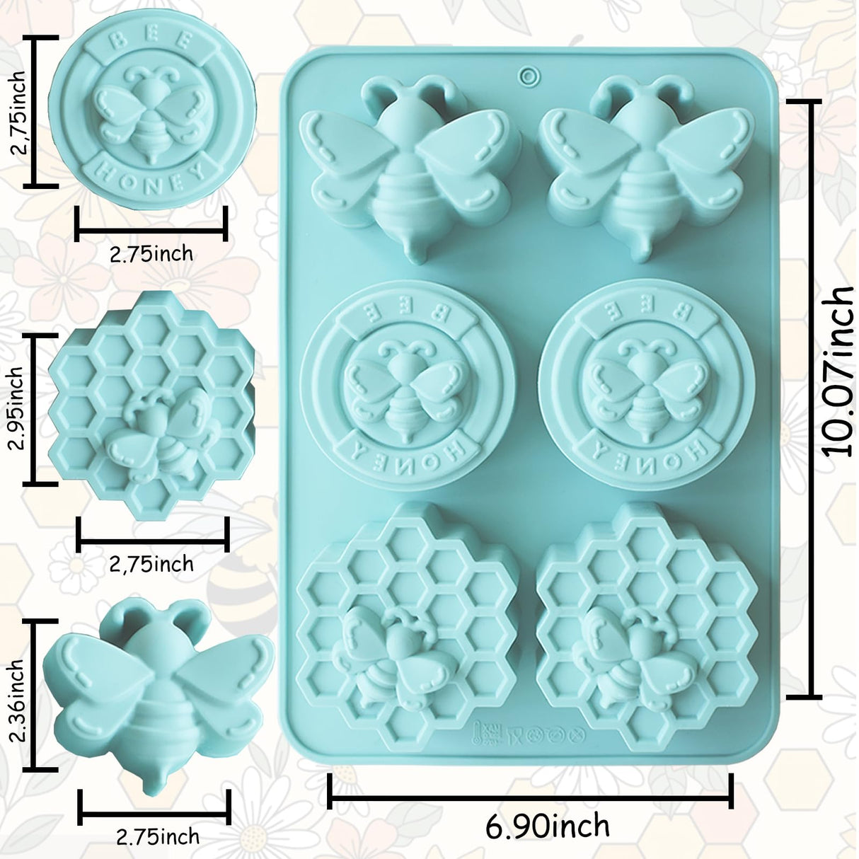 2Pcs Bee Silicone Molds Honeybee Silicone Mold for Making Homemade Soap, Lotion Bar, Jello, Bath Bomb, Beeswax, Candle BZIDII