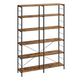 VASAGLE 6-Tier Tall Bookshelf, Bookcase, Large Metal Shelf, 11.8 x 47.2 x 67.9 Inches, for Living Room, Kitchen, Pantry, Study, Home Office, Rustic Brown and Black ULLS114B01 VASAGLE
