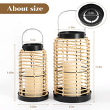 Handwoven Boho Lanterns Set of 2 – Decorative Candle Holders for Living Room, Dining Table Centerpiece, Patio & Porch – Modern Farmhouse & Bohemian Home Décor, Handcrafted Woven Lanterns SUJUN
