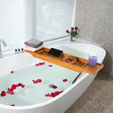 VaeFae Teak Bathtub Tray, Wooden Bath Caddy Tray for Bathtub, Bath Tub Wood Tray Table for Tub VaeFae