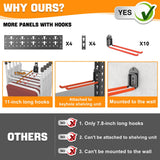 TORACK Garden Tool Organizer Wall Mount, Garage Folding Chair Storage Rack, Tools Rack for Shovels, Rakes, Broom, Ladders, Hooks for Keyhole Style Shelving Unit TORACK