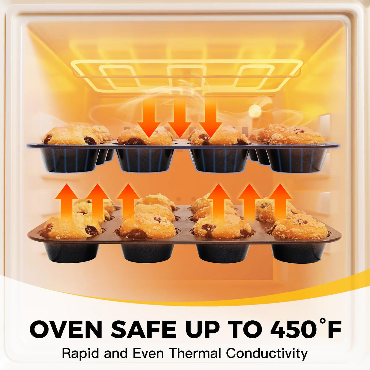 HONGBAKE Muffin Pan for Baking, Nonstick Cupcake Tin 12 Cup, 2 Pack Cup Cake Tray, Premium Cheesecake Pans, Dishwasher Safe - Dark Grey HONGBAKE