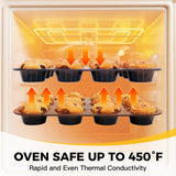 HONGBAKE Muffin Pan for Baking, Nonstick Cupcake Tin 12 Cup, 2 Pack Cup Cake Tray, Premium Cheesecake Pans, Dishwasher Safe - Dark Grey HONGBAKE