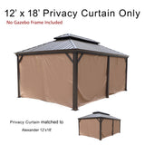 Kozyard Gazebo Privacy Curtain Outdoor Waterproof Sidewall for Hardtop Gazebo, OEM Replacement for Patio Gazebo Curtains for Alexander, Caesar, Rosana and Apollo Model (12ft x 18ft, Brown) Kozyard