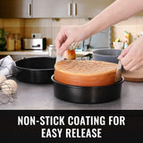 HIWARE 8-Inch Round Cake Pan Set of 3, Nonstick Baking Cake Pans with 90 Pieces Parchment Paper, Dishwasher Safe HIWARE