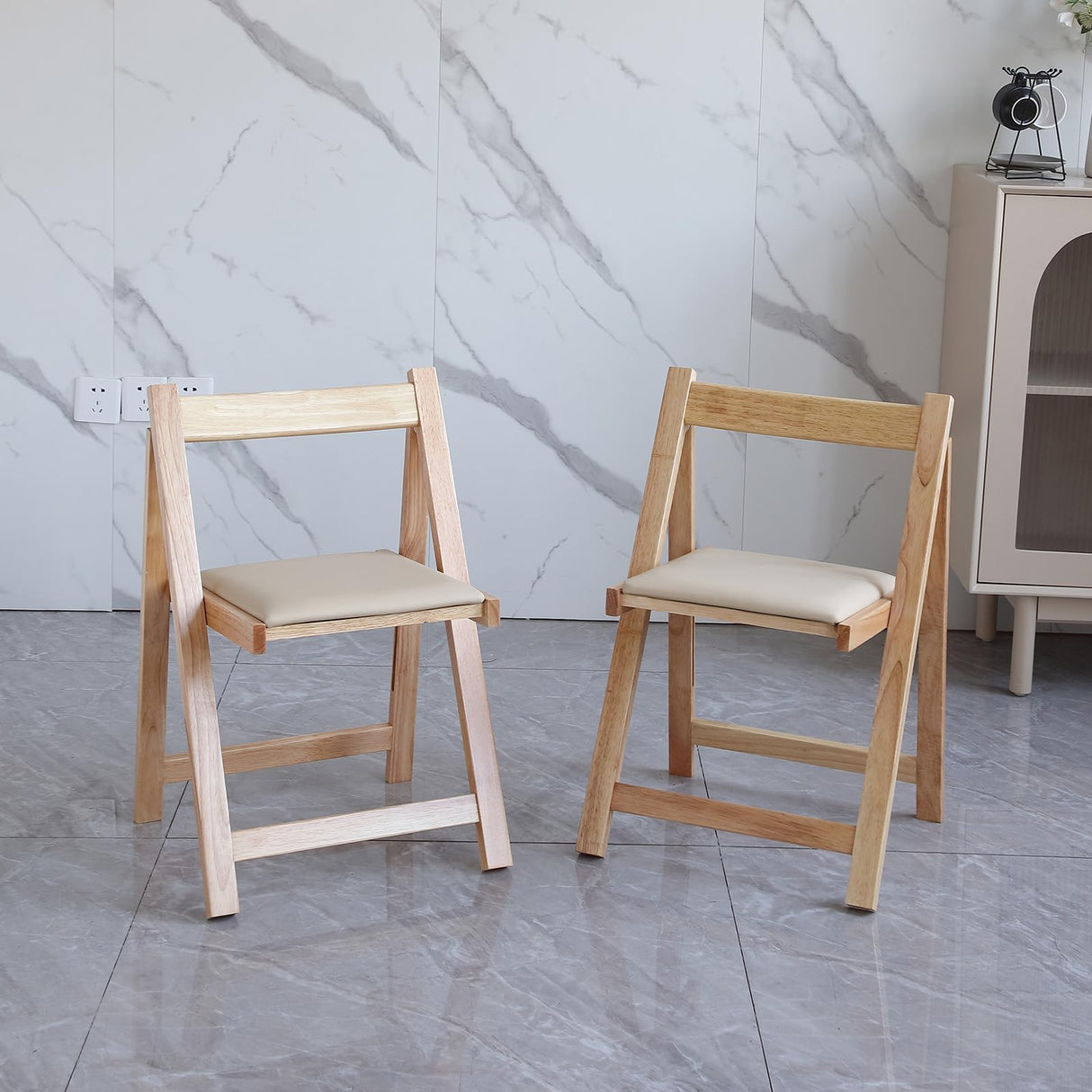 COMUHOME Folding Dining Chairs with Padded Seat Lightweight sillas para Fiestas,2 Pack Folding Chair for Dinner,Party Wedding,Picnic Event, 196LB Weight Capacity(Wood) COMUHOME