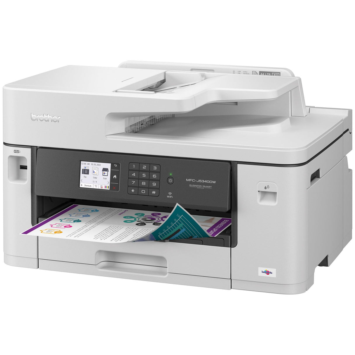 Brother MFC-J5340DW Business Color Inkjet All-in-One Printer with Printing up to 11”x17 (Ledger) Size Capabilities, White Brother