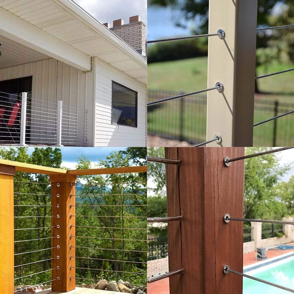 BLIKA 120 Pack Stainless Steel Protector Sleeves for 1/8" 5/32" or 3/16" Deck Cable Railing, for Wood/Composite Posts, T316 Marine Grade BLIKA