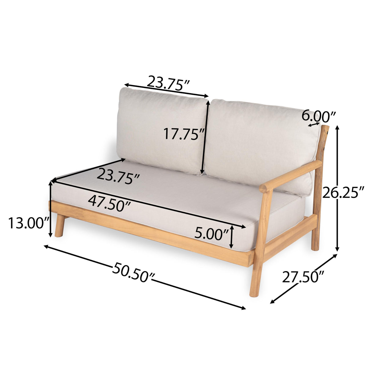Christopher Knight Home Jorine Patio Chat Set, Acacia Wood Accent Chair, Slat Panel Coffee Table, Sectional L Shaped Sofa, Loveseat and Lounge Chair, Outdoor Conversation Set for Yard, Teak+Beige Christopher Knight Home