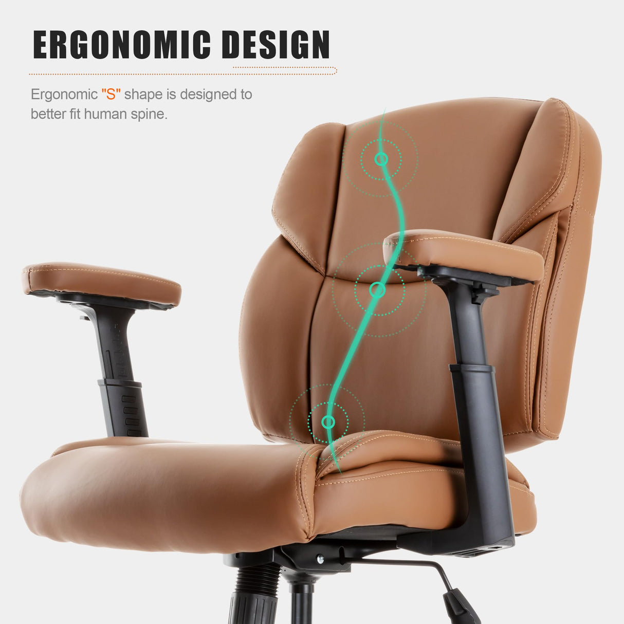 Okeysen Drafting Chair Standing Desk Chair, 500 LBS Leather Big and Tall Office Chair with Adjustable Armrests & Foot Ring, Modern Tall Desk Chair with Mid Back, Swivel Rolling Drafting Stool. Okeysen