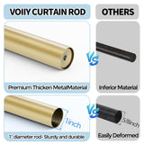 VOIIY Gold Curtain Rods for Windows 18 to 45 Inch(1.5-3.75 Feet),1" Diameter Drapery Rods with Modern Style End Cap Finials,Size:18-45 Inch VOIIY