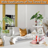 Krismax Decorative Tray - Cupcake Stand Three Tiered Tray Stand, Rustic Round Farmhouse Style Tiered Tray Decor, Farmhouse 3 Tiered Serving Tray, Holiday Decoration (White) Krismax