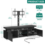YITAHOME Black TV Stand for Living Room with Height Adjustable Mount, Entertainment Center for 70/65 Inch TVs w/LED Lighting, 4 Power Outlets & USB Ports, Modern Media Console with Storage Shelves YITAHOME
