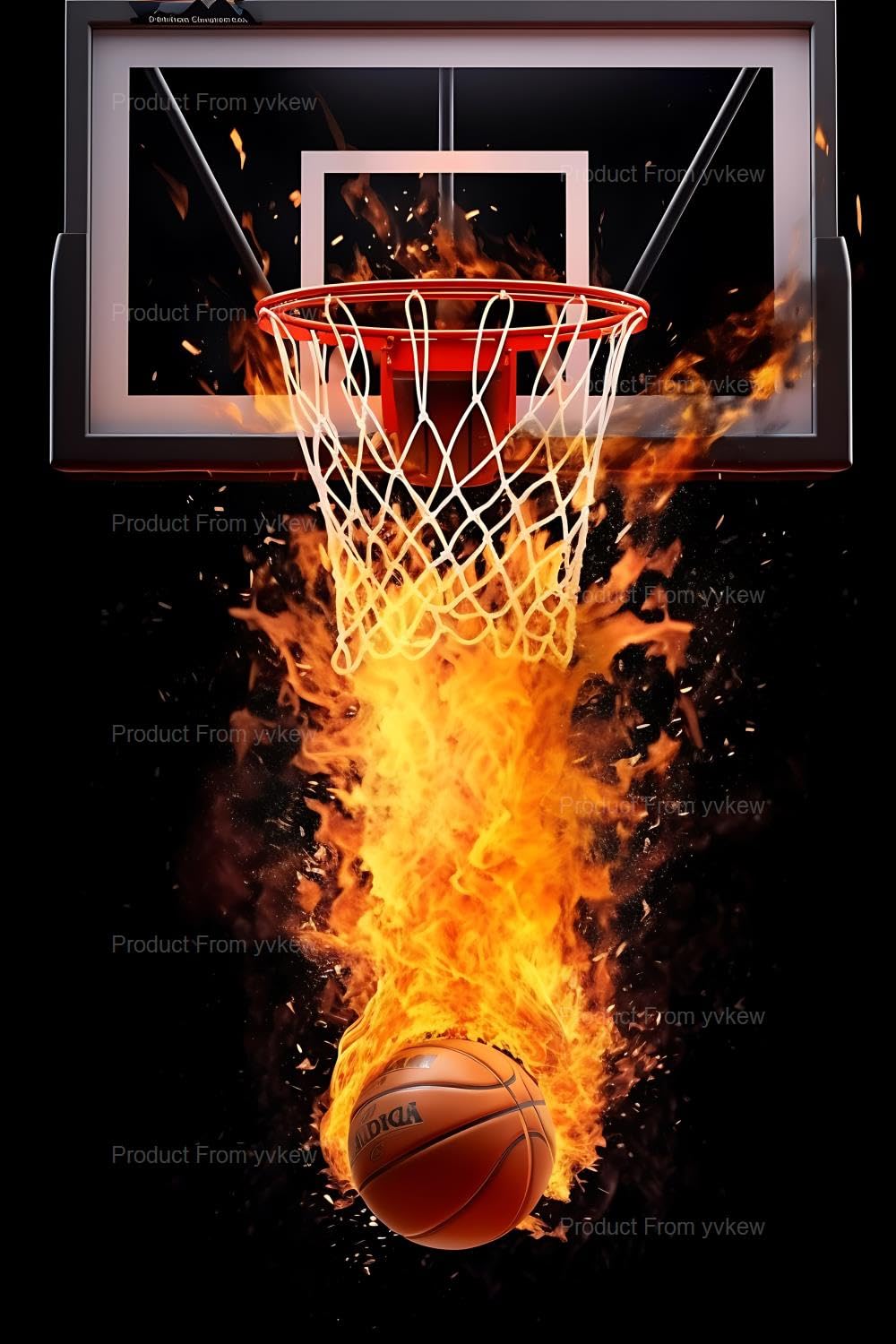 Basketball Going to Net Diamond Painting, Sport Basketball Diamond Painting Kits, 5D DIY Diamond Painting Kits for Adults Kids Diamond Art, for Room Home Wall Decor Gift 16x20 inch yvkew