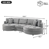 Christopher Knight Home Aekea 129" Upholstered Sofa Couch, Modern Curved 3-Seater Sofa with 2 Throw Pillows, Cozy Chenille Fabric Sectional Sofa Lounge Couch for Living Room Home Office, Dark Gray Christopher Knight Home