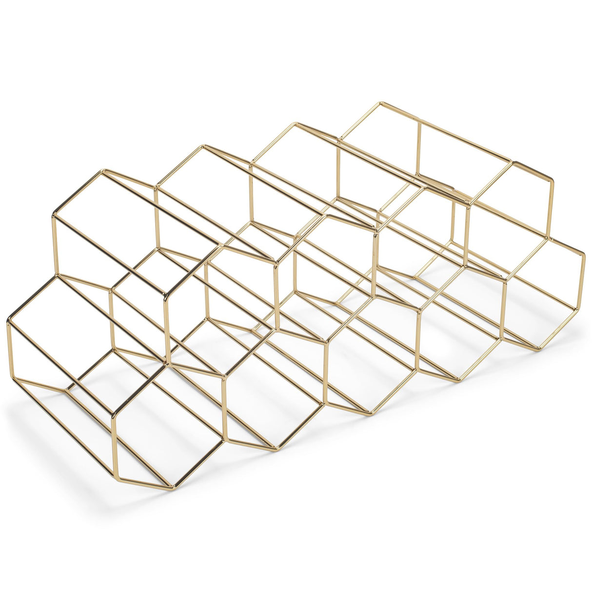 NAT & Jules Honeycomb Gold Tone Iron Metal Tabletop Wine Rack, Large - Perfect for Kitchen Countertop, Pantry or Cabinets Display or Storage - Holds 12 Bottles, Gold Tone NAT AND JULES