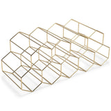 NAT & Jules Honeycomb Gold Tone Iron Metal Tabletop Wine Rack, Large - Perfect for Kitchen Countertop, Pantry or Cabinets Display or Storage - Holds 12 Bottles, Gold Tone NAT AND JULES
