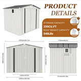 Vigo huseeo 8x5.7x6FT Storage Shed, Outdoor Galvanized Steel Garden Shed with Lockable Door & Window, Waterproof Metal Tool Storage for Garden, Backyard, Patio, Lawn Vigo huseeo