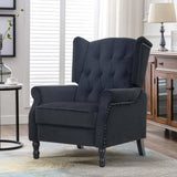 Altrobene Velvet Accent Chair, Push Back Recliner Chair, Wingback Arm Chair for Living Room/Bedroom/Home Theater/Reception Area, Black Altrobene