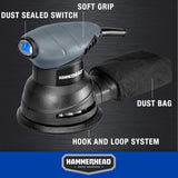 Hammerhead 2.0-Amp 5-Inch Random Orbit Sander with 12pcs Sanding Paper – HAOS020 Hammerhead