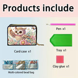 DoxQcs Anti-demagnetization Coin Card Holder, DIY Diamond Art Painting Leather Zipper Card Case Wallet-Owl-1 DoxQcs