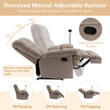 hzlagm Oversized Recliner Chairs for Adults 400LBS, Extra Wide Recliner, Manual Recliner Chair with Overstuffed Armrest and Backrest, Velvet Big and Tall Recliners for Living Room, Beige hzlagm