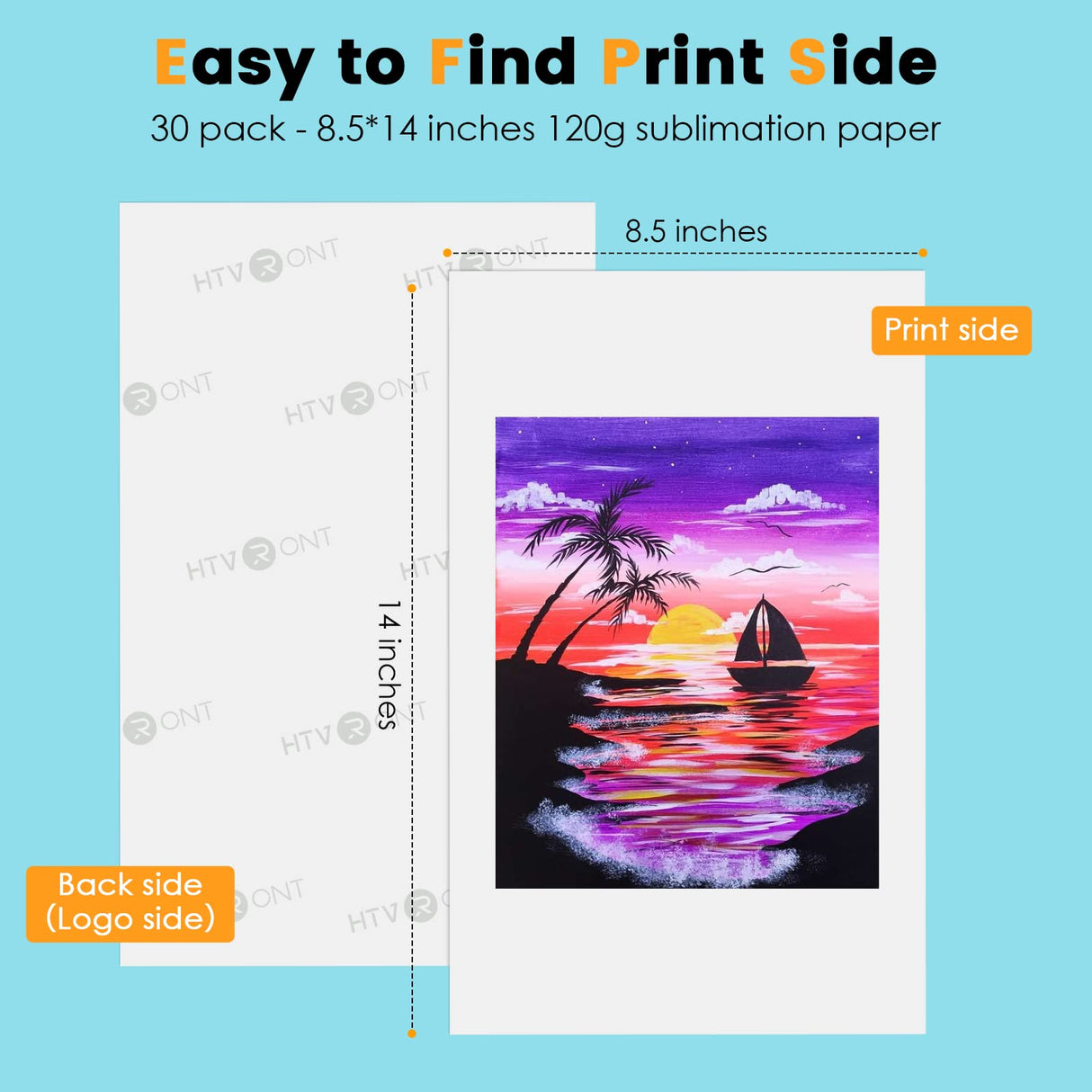 HTVRONT Sublimation Paper 8.5x14 inches - 30 Sheets Sublimation Transfer Paper Compatible with Inkjet Printer, Easy to Transfer 120 gsm Sublimination Paper for tumblers, T-shirts, Mugs HTVRONT