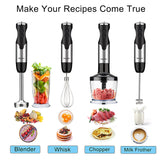 Keylitos 5 in1 Immersion Hand Blender, Powerful 12 Speed Handheld Stick Blender with 304 Stainless Steel Blades, Chopper, Beaker, Whisk and Milk Frother for Smoothie, Baby Food, Sauces Red,Puree, Soup Keylitos