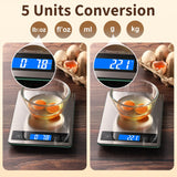 BAKFEE Food Scale, 33lb Digital Kitchen Scale with Stainless Steel & Tempered Glass, 1g / 0.05oz Precise Graduation, Waterproof and Sturdy Surface, for Cooking, Baking, Weight Loss, Meal Prep BakFee