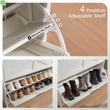 Barnyatoh Shoe Cabinet Storage for Entryway, Farmhouse Hidden Shoe Organizer with 2 Flip Drawers & 2 Drawers,Narrow Shoe Rack for Front Door Entrance with Adjustable Shelves (Antique White) Barnyatoh