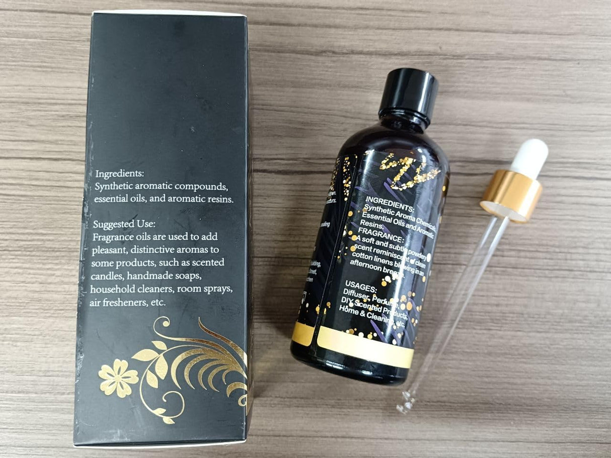 MAYJAM 100ML/3.38FL.OZ Fresh Linen Fragrance Oils with Glass Dropper, Essential Oils for Diffusers for Home, Long Lasting Scented Oils for Diffusers Soap Candle Making MAYJAM