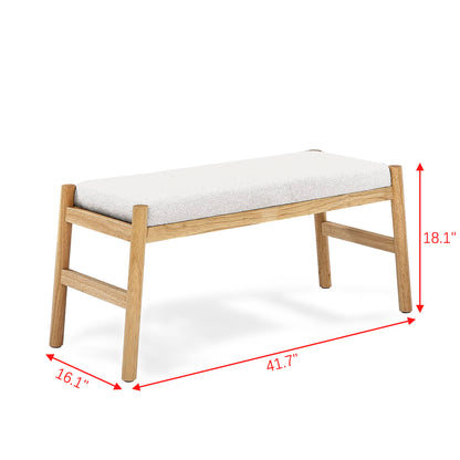 ECLYL Upholstered Entryway Bench, Bedroom Bench for End of Bed, Dining Bench with Padded Seat for Kitchen, Living Room, Fabric Rubber Wood Indoor Bench (Beige) (Beige) - WoodArtSupply