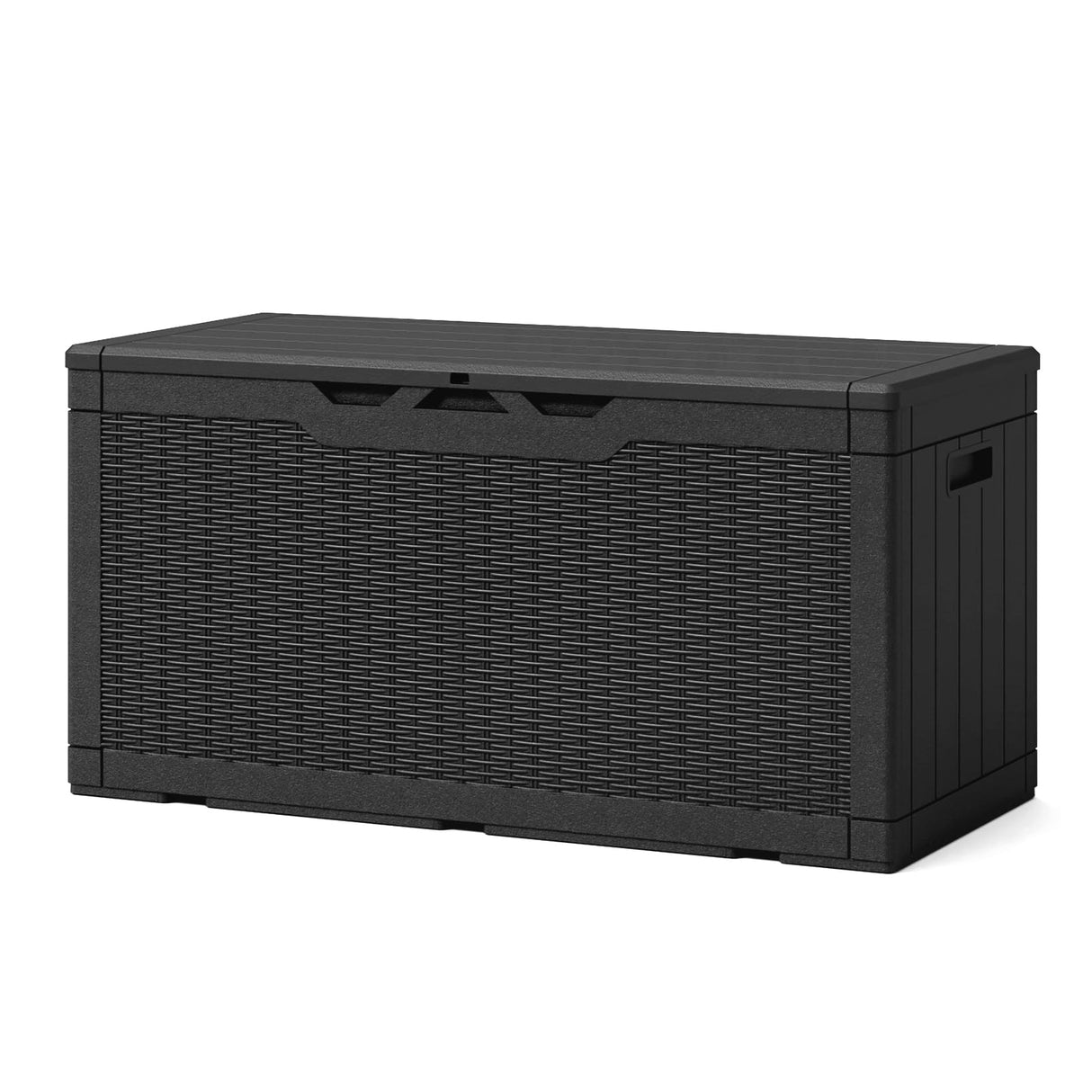Patiowell 100 Gallon Resin Deck Box, Waterproof Large Outdoor Storage Box with Padlock for Patio Furniture, Toys and Garden Tools, Black Patiowell