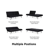 DHP Emily 71 Inch Futon Sofa Bed, Armless Upholstered Couch Sleeper with Tufted Back and Seat, Mid-Century Modern, Black Faux Leather DHP