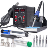 WEP 8786D-I SE Hot Air Soldering Iron Station Kit 2-IN-1 for Rework, Desoldering with Lead-Free Solder Wire, 5 Soldering Tips, 3 Hot Air Nozzles,Tweezers, Desoldering Pump WEP