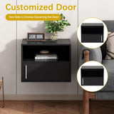 JAXPETY Wall Floating Nightstand Set of 2 Modern Side Table Wall Mounted Shelf with Cabinet Storage for Living Room, Bedroom, Dorm, Black JAXPETY