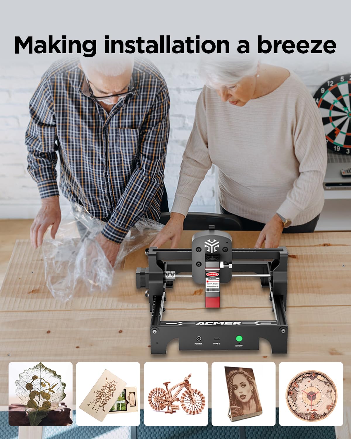 ACMER Laser Engraver S1 Portable Laser Cutter and Engraver CNC Machine for DIY,Wood,Metal,Acrylic,Leather,etc. (S1 3.5W) ACMER