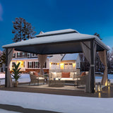 MELLCOM 10 x 13ft Hardtop Gazebo, Polycarbonate Double Roof Aluminum Gazebo, Outdoor Waterproof Canopy Gazebo with Netting and Curtains for Backyard, Deck, Patio MELLCOM