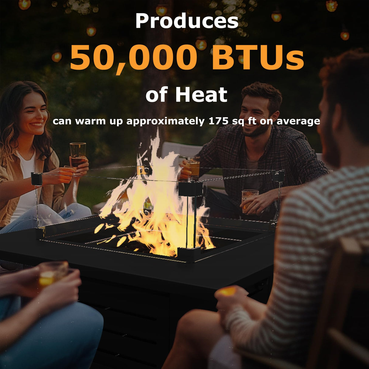 MAISON BACKYARDS MBY 5-Piece Modern Patio Furniture Set with Fire Pit Table, Metal Outdoor Sectional with Cushions & Wood-Like Armrests, Cozy Conversation Set for Porch, Balcony, Garden, Yard-Brown MAISON BACKYARDS