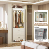 Aheaplus 2FT Closet System with 3 Drawers, 24’’ Closet Organizer, Wood Closet Organizer System, Walk-in Closet or Small Closets Wardrobe, Clothes Rack with Hanging Rods,-E6, White Aheaplus