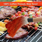 SafBbcue Cast Iron BBQ Sauce Pot and Mop Brush Set,Barbecue Cooking Accessories Heat Preservation Heavy Basting Pot & Mop with 4Pcs Heads for Big Green Egg Grill Grilling,Heavy Pot Gifts for Griller SafBbcue