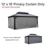 Kozyard Gazebo Privacy Curtain Outdoor Waterproof Sidewall for Hardtop Gazebo, OEM Replacement for Patio Gazebo Curtains for Alexander, Caesar, Rosana and Apollo Model (12ft x 16ft, Gray) Kozyard