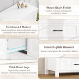 Jocoevol 6 Drawer Dresser for Bedroom, Farmhouse Dresser with Deep Drawers, Large White Dresser Wooden Double Dresser Chest of Drawers for Living Room, Hallway, Entryway (White, 6 Drawer) Jocoevol