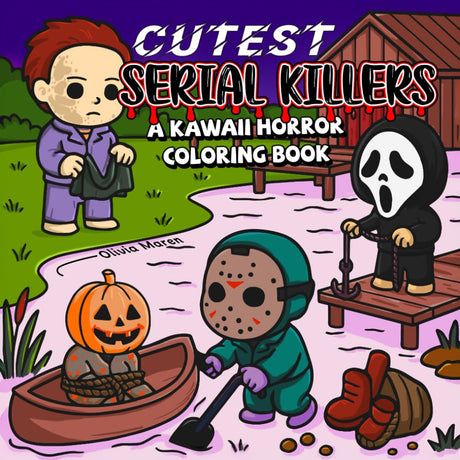Cutest Serial Killers: A Kawaii Horror Coloring Book for Adults Relaxation, Featuring 40 Disturbingly Cute Killers in Cozy Crime Scenes – Perfect for Fans of Dark Humor and Twisted Fun WoodArtSupply