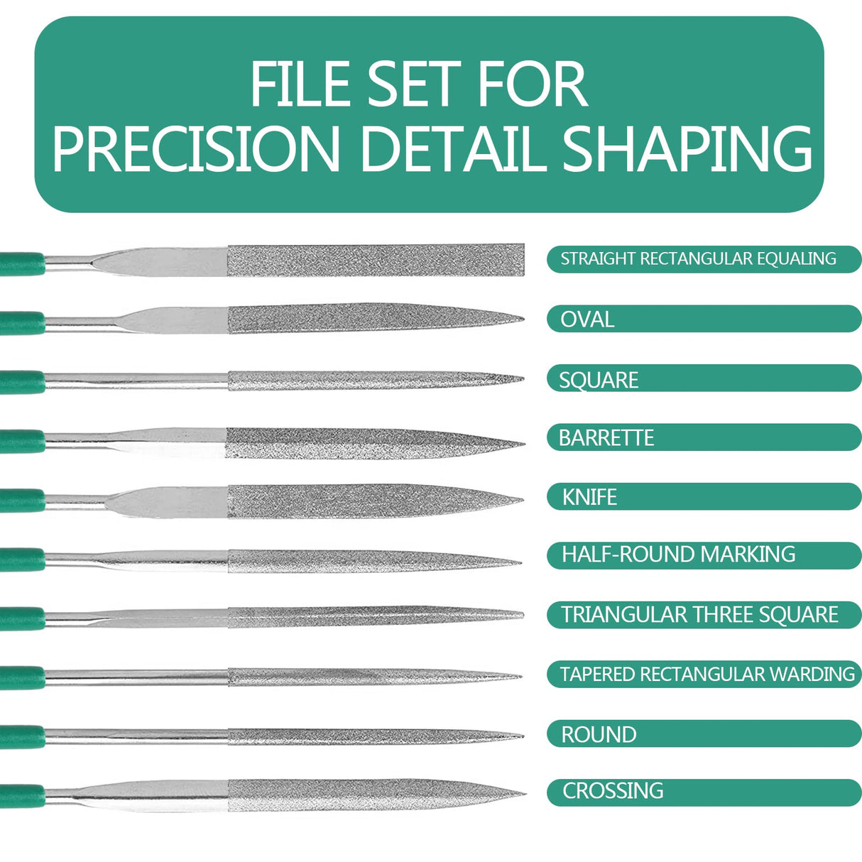 Millousong Hand File Set,Diamond Needle Files 6.3' /10 Shapes for Metal,Plastic,Wood,3D Printer Basic Suite for home and office with box MILUOSONG